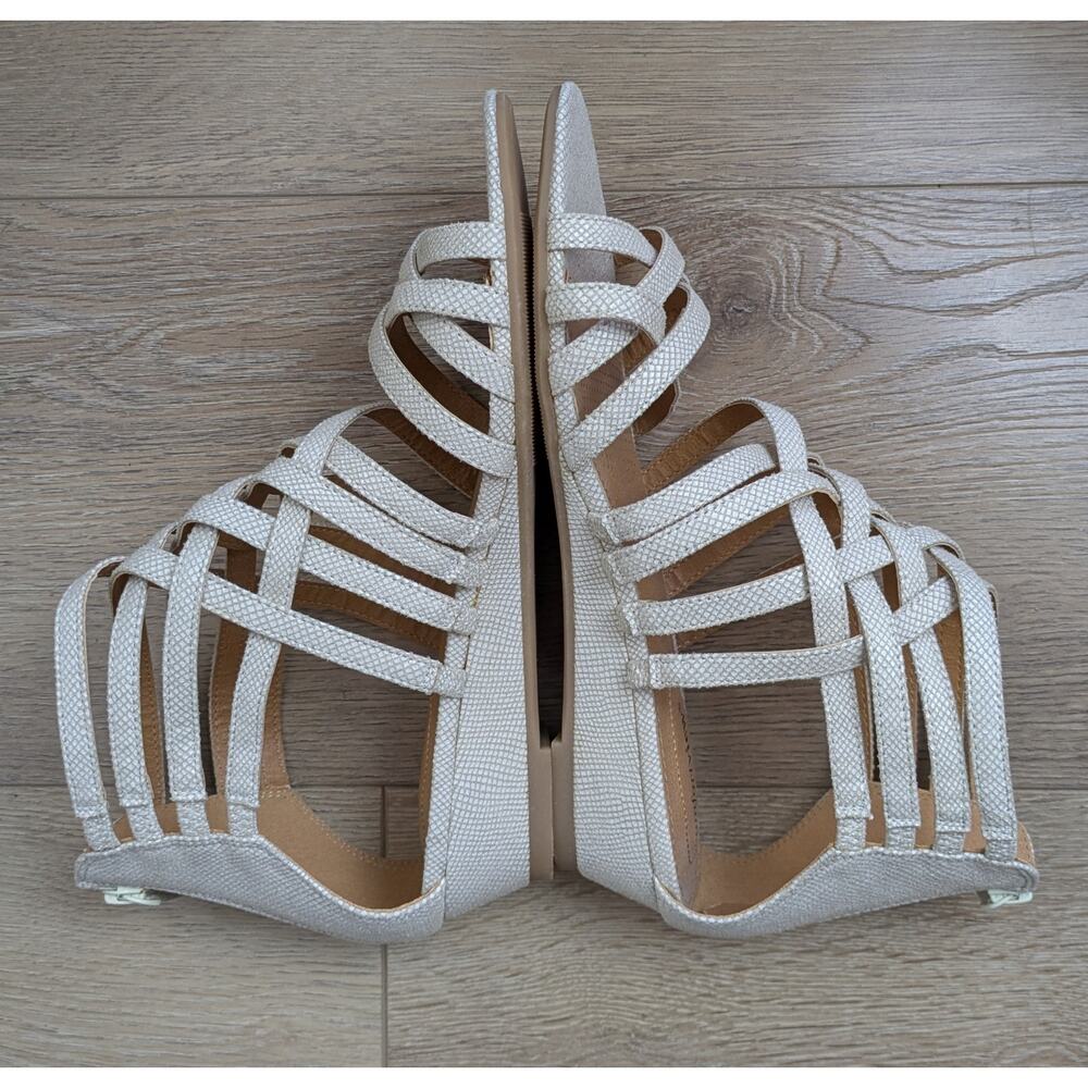 Comfortview Gladiator Sandals 9 Ivory Textured Strappy Back Zip Low Heel NEW - Picture 5 of 9